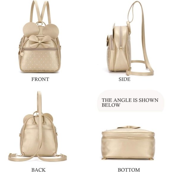 Bowknot Polka Dot Mini Backpack And Convertible Shoulder Bag Purse for Women - Picture 5 of 7